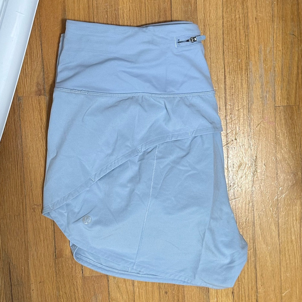 LULULEMON BLUE LINEN SPEED UP HIGH RISE SHORT 4”